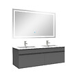 AICA SANITAIRE - Ensemble meuble Salle de Bain 120cm Anthracite double vasque + miroir lumineux 3 couleurs + dimmable - vignette
