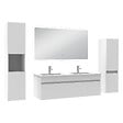 AICA SANITAIRE - Ensemble meuble Salle de Bain 120cm double vasque avec colonne + miroir lumineux dimmable blanc - vignette