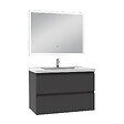 AICA SANITAIRE - Ensemble meuble Salle de Bain 80cm simple vasque et miroir lumineux 3 couleurs et dimmable anthracite - vignette