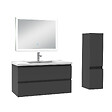 AICA SANITAIRE - Ensemble meuble Salle de Bain 100cm avec vasque et colonne et miroir lumineux 3 couleurs anthracite - vignette