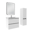 AICA SANITAIRE - Meuble salle de Bain 60cm simple vasque avec colonne + miroir 3 couleurs blanc - vignette