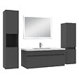 AICA SANITAIRE - Ensemble meuble Salle de Bain 100cm simple vasque avec colonne + miroir lumineux dimmable anthracite - vignette