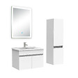 AICA SANITAIRE - Ensemble meuble Salle de Bain 60cm avec vasque + colonne + miroir lumineux 3 couleurs blanc - vignette