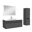 AICA SANITAIRE - Ensemble meuble Salle de Bain 100cm avec vasque + colonne + miroir lumineux 3 couleurs anthracite - vignette