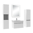 AICA SANITAIRE - Ensemble meuble Salle de Bain 60cm simple vasque avec colonne + miroir lumineux dimmable blanc - vignette