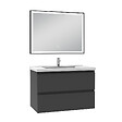 AICA SANITAIRE - Meuble Salle de Bain 80cm Anthracite simple vasque et miroir lumineux 3 couleurs et dimmable - vignette