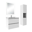 AICA SANITAIRE - Ensemble meuble Salle de Bain 60cm avec vasque et colonne et miroir lumineux dimmable blanc - vignette