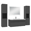 AICA SANITAIRE - Ensemble meuble Salle de Bain 100cm avec colonne et miroir lumineux anthracite - vignette