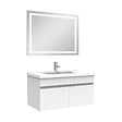 AICA SANITAIRE - Ensemble meuble Salle de Bain 80cm Blanc simple vasque + miroir lumineux 3 couleurs + dimmable - vignette