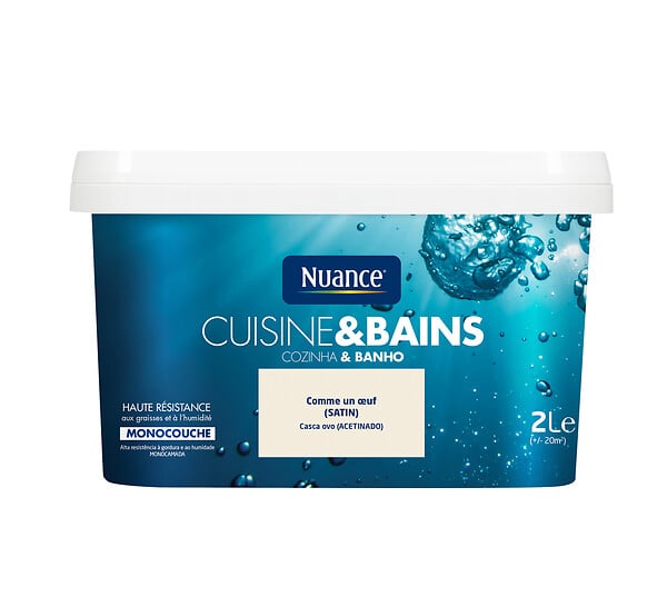 NUANCE - Peinture Cuisine et Bains - Comme un oeuf - Satin - 2L - large