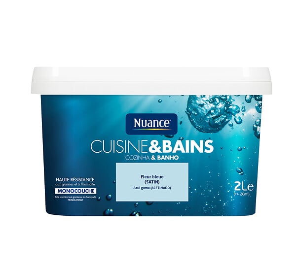 NUANCE - Peinture Cuisine et Bains - Fleur bleue - Satin - 2L - large