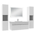 AICA SANITAIRE - Ensemble meuble Salle de Bain 100cm avec colonne et miroir lumineux blanc - vignette