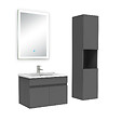 AICA SANITAIRE - Ensemble meuble Salle de Bain 60cm avec vasque + colonne + miroir lumineux dimmable anthracite - vignette