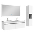 AICA SANITAIRE - Ensemble meuble Salle de Bain 120cm avec vasque + colonne + miroir lumineux dimmable blanc - vignette