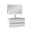 AICA SANITAIRE - Meuble Salle de Bain 100cm Blanc simple vasque + miroir lumineux 3 couleurs + dimmable - vignette