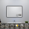AICA SANITAIRE - Meuble salle de Bain 60cm simple vasque avec colonne et miroir 3 couleurs blanc - vignette