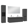 AICA SANITAIRE - Ensemble meuble Salle de Bain 120cm double vasque avec colonne + miroir lumineux dimmable anthracite - vignette