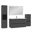 AICA SANITAIRE - Meuble salle de Bain 100cm avec colonne + miroir mural lumineux 3 couleurs Anthracite - vignette