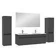 AICA SANITAIRE - Ensemble meuble Salle de Bain 120cm avec colonne et miroir lumineux dimmable mural anthracite - vignette