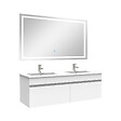 AICA SANITAIRE - Ensemble meuble Salle de Bain 120cm Blanc double vasque + miroir lumineux 3 couleurs + dimmable - vignette