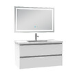 AICA SANITAIRE - Ensemble meuble Salle de Bain 100cm Blanc simple vasque et miroir lumineux 3 couleurs et dimmable - vignette