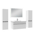 AICA SANITAIRE - Ensemble meuble Salle de Bain 80cm avec colonne et miroir lumineux dimmable mural blanc - vignette