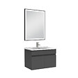 AICA SANITAIRE - Meuble simple vasque 60cm avec miroir 3 couleurs et dimmable anthracite - vignette