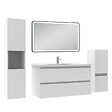 AICA SANITAIRE - Meuble salle de Bain 100cm avec colonne + miroir mural lumineux 3 couleurs blanc - vignette
