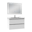 AICA SANITAIRE - Ensemble meuble Salle de Bain 80cm Blanc simple vasque et miroir lumineux 3 couleurs et dimmable - vignette