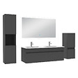 AICA SANITAIRE - Ensemble meuble Salle de Bain 120cm avec double vasque + colonne + miroir lumineux dimmable anthracite - vignette