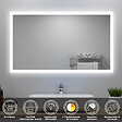 AICA SANITAIRE - Ensemble meuble Salle de Bain 120cm avec double vasque + colonne + miroir lumineux dimmable anthracite - vignette