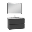 AICA SANITAIRE - Meuble Salle de Bain 80cm Anthracite simple vasque + miroir lumineux 3 couleurs + dimmable - vignette