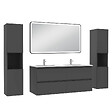 AICA SANITAIRE - Meubles Salle de Bain 120cm avec colonne + miroir lumineux 3 couleurs + dimmable Anthracite - vignette