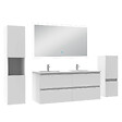 AICA SANITAIRE - Ensemble meuble Salle de Bain 120cm avec double vasque et colonne et miroir lumineux dimmable blanc - vignette