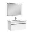 AICA SANITAIRE - Meuble simple vasque 80cm avec miroir 3 couleurs et dimmable blanc - vignette