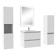 AICA SANITAIRE - Ensemble meuble Salle de Bain 60cm simple vasque avec colonne et miroir lumineux dimmable blanc - vignette