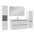 AICA SANITAIRE - Meuble Salle de Bain 100cm avec colonne + miroir lumineux 3 couleurs blanc - vignette