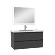 AICA SANITAIRE - Ensemble meuble Salle de Bain 100cm simple vasque et miroir lumineux 3 couleurs et dimmable anthracite - vignette