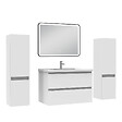 AICA SANITAIRE - Meubles Salle de Bain 80cm avec colonne + miroir lumineux 3 couleurs blanc - vignette