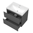 AICA SANITAIRE - Ensemble meubles Salle de Bain 60cm vasque + miroir lumineux Anthracite - vignette