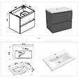 AICA SANITAIRE - Ensemble meubles Salle de Bain 60cm vasque + miroir lumineux Anthracite - vignette