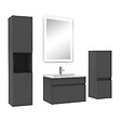 AICA SANITAIRE - Ensemble meuble Salle de Bain 60cm avec simple vasque + colonne + miroir lumineux dimmable anthracite - vignette
