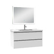 AICA SANITAIRE - Ensemble meuble Salle de Bain 100cm simple vasque et miroir lumineux 3 couleurs et dimmable blanc - vignette