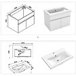 AICA SANITAIRE - Meubles simple vasque 60cm vasque + miroir lumineux Blanc - vignette