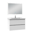 AICA SANITAIRE - Ensemble meuble Salle de Bain 80cm simple vasque et miroir lumineux 3 couleurs et dimmable blanc - vignette