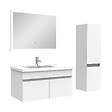 AICA SANITAIRE - Ensemble meuble Salle de Bain 80cm avec vasque + colonne + miroir lumineux 3 couleurs blanc - vignette