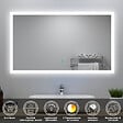 AICA SANITAIRE - Ensemble meuble Salle de Bain 80cm avec vasque + colonne + miroir lumineux 3 couleurs blanc - vignette