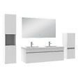 AICA SANITAIRE - Ensemble meuble Salle de Bain 120cm avec double vasque + colonne + miroir lumineux dimmable blanc - vignette