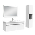 AICA SANITAIRE - Ensemble meuble Salle de Bain 100cm avec vasque + colonne + miroir lumineux dimmable blanc - vignette