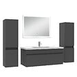 AICA SANITAIRE - Ensemble meuble Salle de Bain 100cm avec colonne et miroir lumineux dimmable mural anthracite - vignette